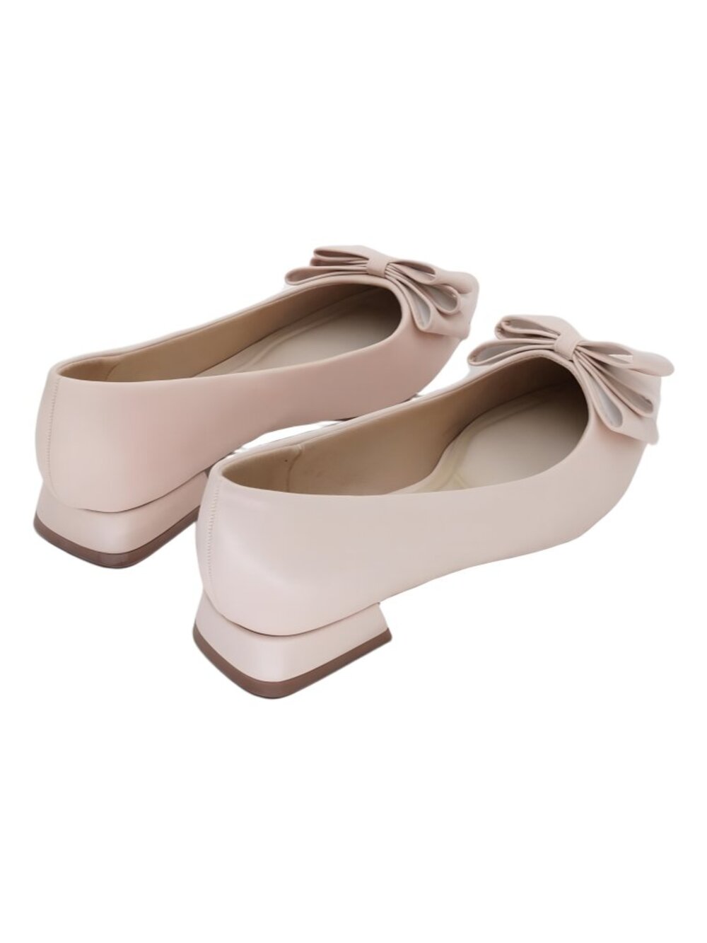 Journee Collection Ophelia Bow Low Block Heel Dress Flats Nude US 7.5W - Picture 3 of 6